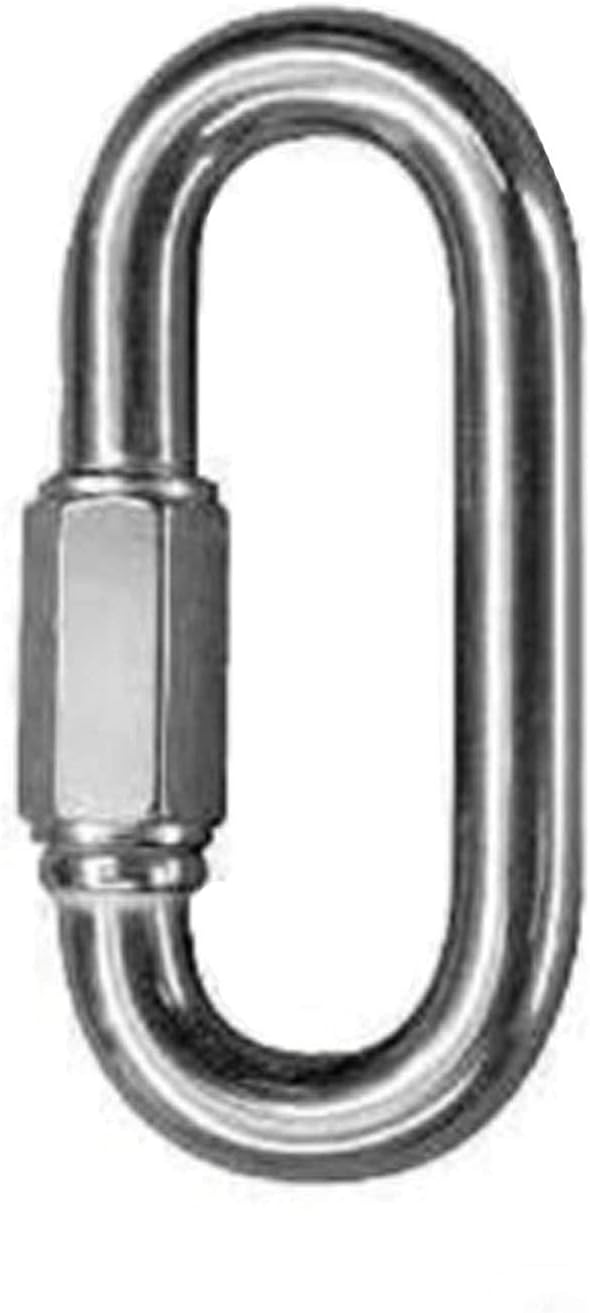 D Shape Locking Carabiner - Zinc Plated Quick Link Camp Oval Quick Link Chain Connector Screw Lock Carabiner Key Ring Oval Locking Carabiner Screw Lock Carabiner (10, 3/8")