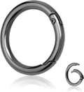 10Pack 1 Inch Metal Spring O Rings Clip Keychain, Round Carabiner Clips Keyrings Snap Hook Buckle, Purse Shoulder Bag Chain Rings Clip Replacement Paracord Keychain Lanyard Leather DIY Crafts (Black)