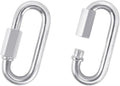 2 Pack M5 D-Shape Silver Steel Quick Link Carabiner, Chain Hooks for Outdoor Traveling Equipment, Connecting Hammock (M5-1.9 Inch / 4.8 cm)
