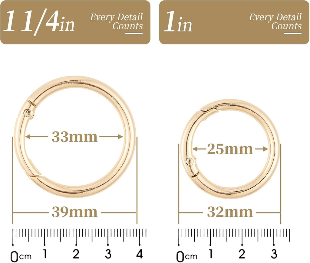 15pcs Trigger Spring O Rings Round,Metal Keychain Ring Round Carabiner Clips for Keyrings Buckle, Bags,Purses