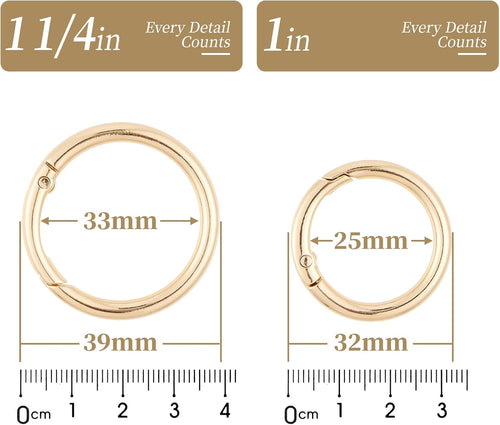 15pcs Trigger Spring O Rings Round,Metal Keychain Ring Round Carabiner Clips for Keyrings Buckle, Bags,Purses