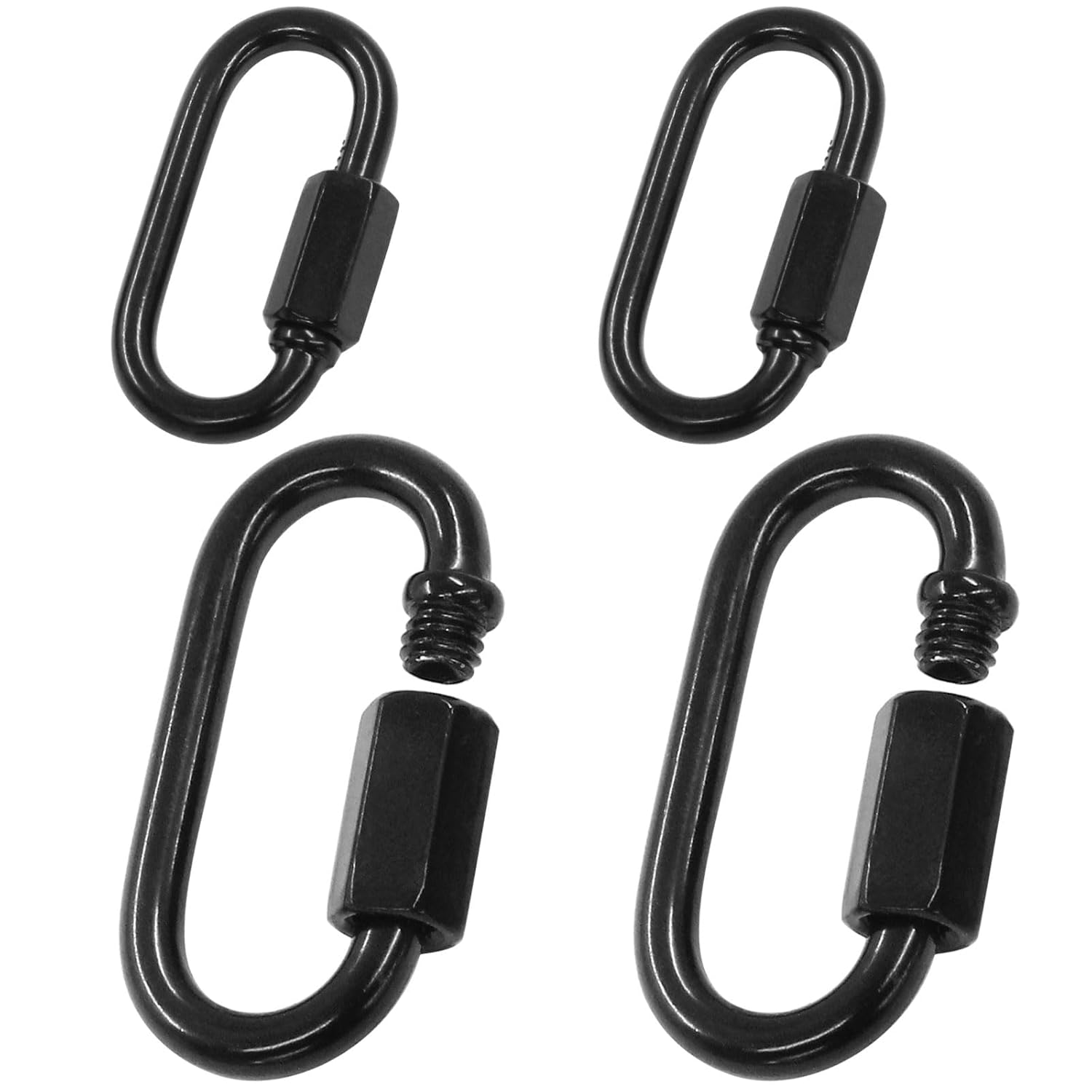 D Quick Link Chain Connector, M3.5 Black Heavy Duty Quick 1/8 Link Metal Carabiner Screw for Chandelier Lights and Outdoor Equipment, Pack of 4