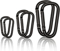 Black Carabiner Clip, Includes Mini 2 Inch Carbineers, Small 2.3" D Ring Clip, Large 3 Inch Carabiner Heavy Duty, Aluminum Caribiner Keychain Hook for Backpack Hiking Camping