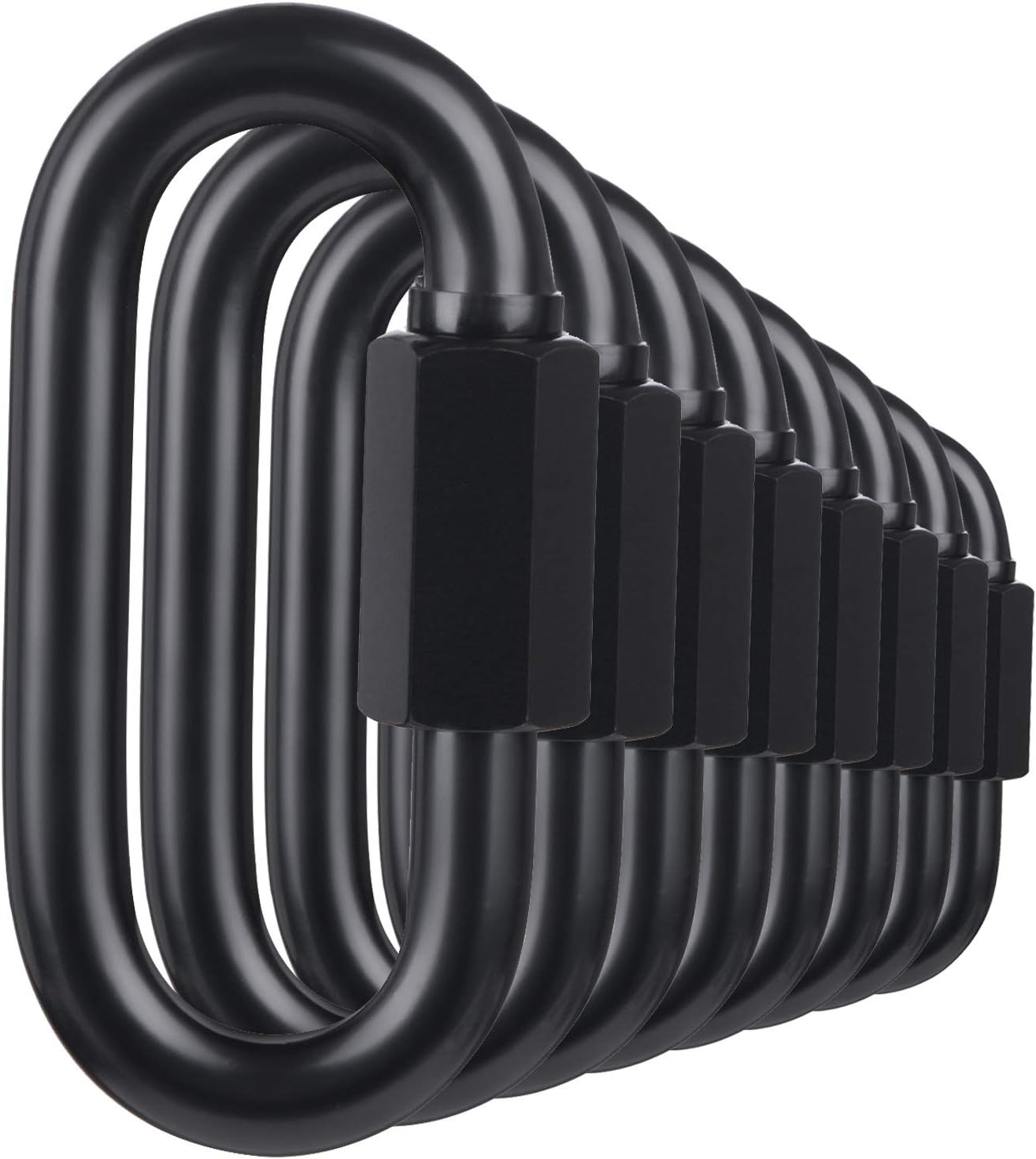 D Shape Locking Carabiner, Black Quick Links Chain Links, Heavy Duty Durable Chain Connector,Black