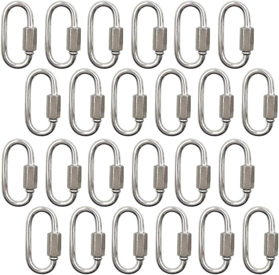 24Pcs Quick Links Stainless Steel D Shape Locking Carabiner