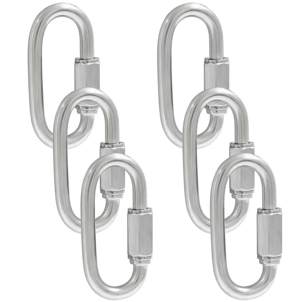 6Pcs Quick Links 3/16 Inch 304 Stainless Steel D Shape Locking Quick Connector, M5 Quick Link Chain Heavy Duty Durable Chain Connector - 648lbs Capacity