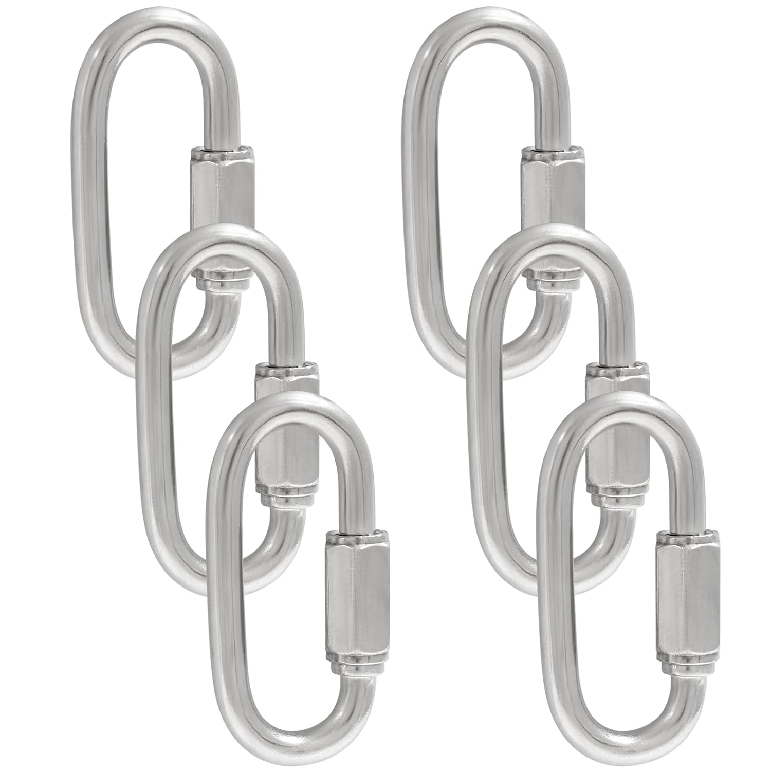 6Pcs Quick Links 3/16 Inch 304 Stainless Steel D Shape Locking Quick Connector, M5 Quick Link Chain Heavy Duty Durable Chain Connector - 648lbs Capacity