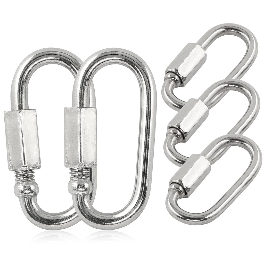 5pcs M3.5 Quick Link Chain, 1/8 Inch Stainless Steel Quick Links, D Shape Locking Quick Connector - 170lb Capacity