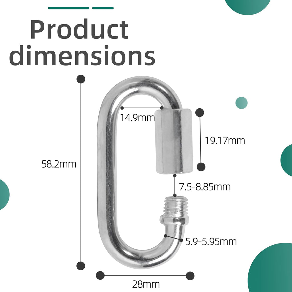 60pcs Chain Link,1/4 Inch Link Chains,Heavy Duty Chain Quick Link 660lbs Capacity,Quick Link Chain Connector,Safety Chain Connector Link,Galvanized D Shape Repair Chain Link