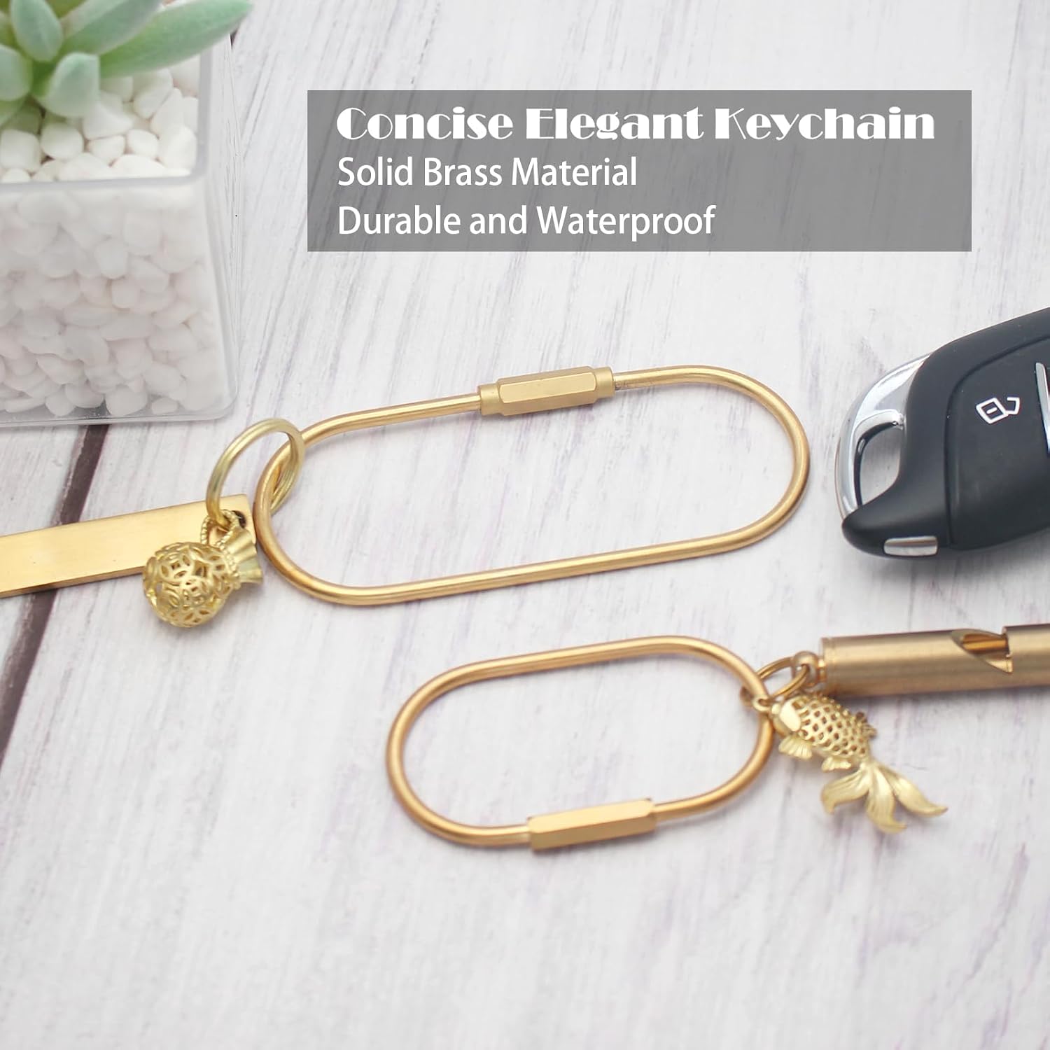 Gold Brass Key Rings, Purse Bag Charms for Handbags, Screw Lock Key Organizer, Carabiner Keychain Clip for Keys