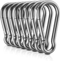 8 PCS Heavy Duty Carabiner Clips, 【NO Rust】 1360lbs 304 Stainless Steel Carabiners, 2.36 inch D-Ring Snap Hook Keychain Spring Clips for Gym, Pet leashes, Camping, Car, Farm