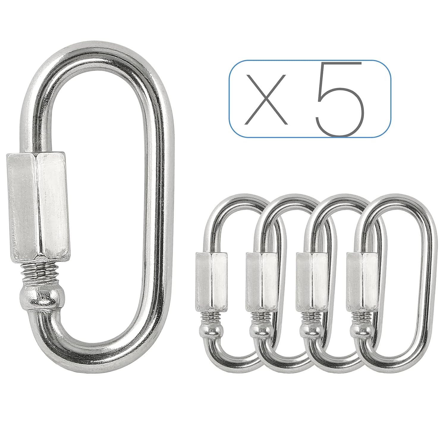 5pcs M3.5 Quick Link Chain, 1/8 Inch Stainless Steel Quick Links, D Shape Locking Quick Connector - 170lb Capacity