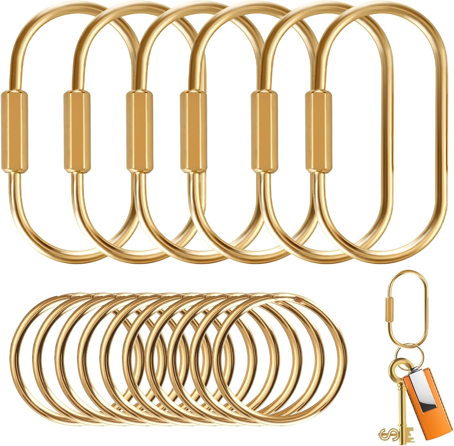 Brass Key Rings Bulk, Key Chain Organizer Holder for Men Women with Secure Screw Locking