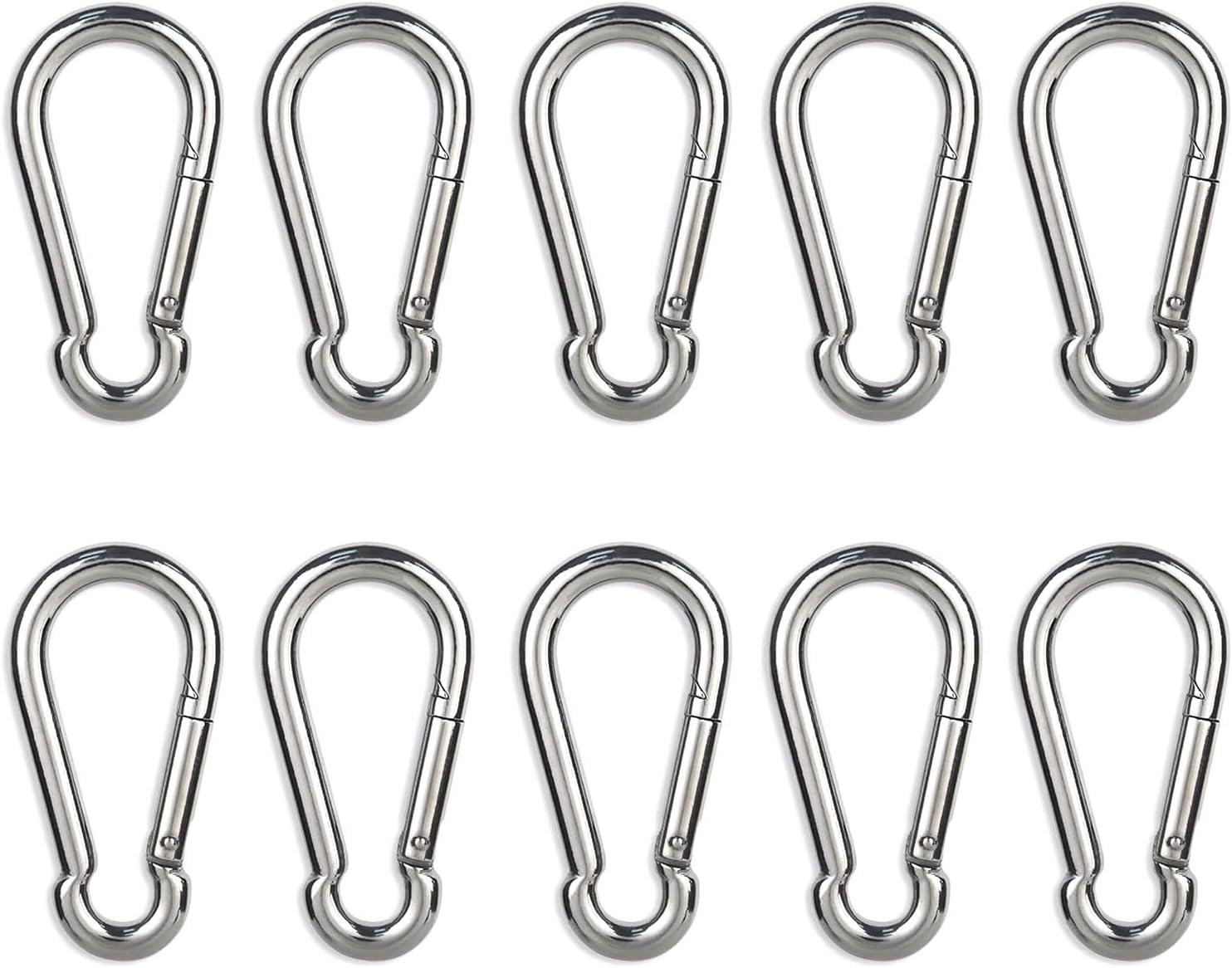Carabiner Clip, 10PCS 2.36 Inch Stainless Steel Keychain Carabiner. Small Carabiner Clips, Spring Snap Hook, Locking Carabiners Clips for Plant Hanging, Outdoor Camping. 270 lbs.