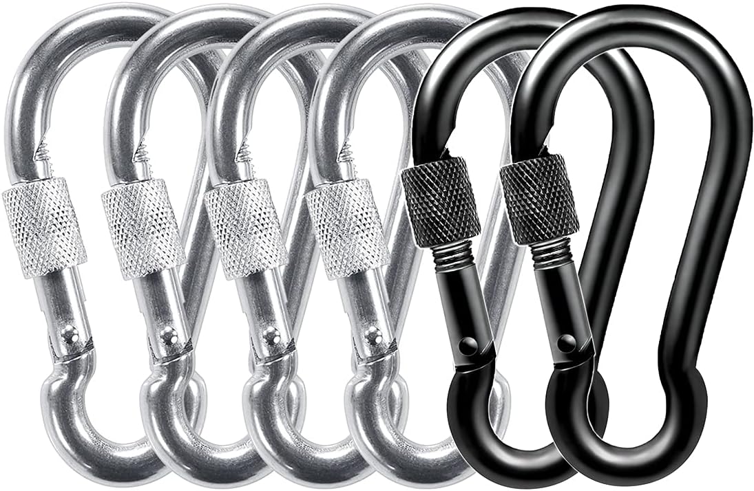 Locking Carabiners, Heavy Duty Carabiner, 316 Stainless Steel Screw Lock Carabiner Hooks