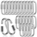 20Pcs Quick Links 5/16” Chain Links Connector, 1200lbs Capacity Heavy Duty Carabiner Clips, Galvanized Thread Quick Link Hardware for Safety Chain Swing Gym Hammock, Screw Lock Oval Locking Carabiner