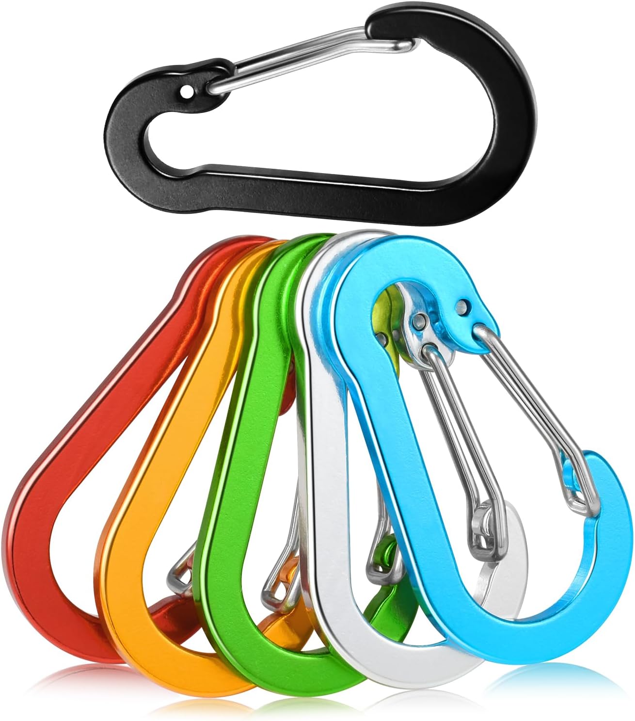 6pcs Aluminum Small Carabiner Clip, 2 Inch Carabiner Keychain Clasp Spring D Ring for Hanging Home KeyRings Hook Paracord Lanyard Keychain Pet Collar Hiking Camping Fishing Accessories (Assorted)