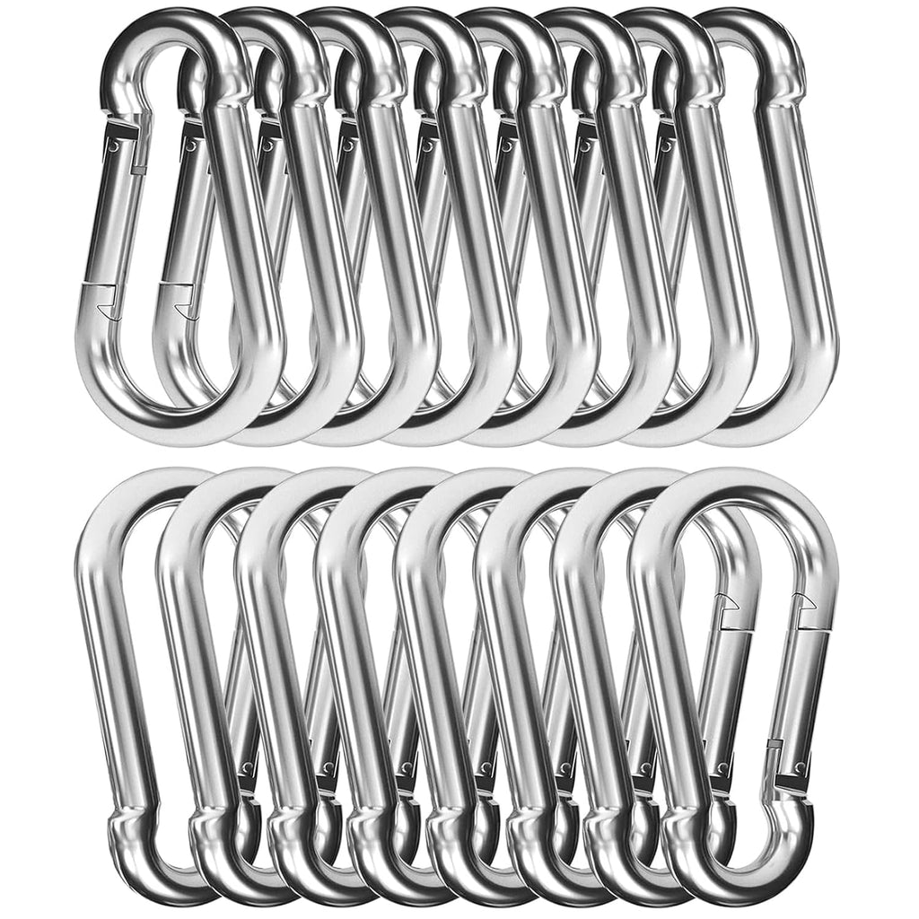 30PCS Heavy Duty Spring Snap Hook Carabiners Bulk, 3" M8 5/16" Galvanized Steel Quick Link Clip, 500LB Capacity for Outdoor, Gym, Hammock, Swing, Trailer Chain (30, 3 inch)