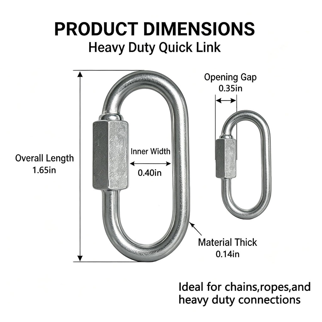 M4 Quick Links, 20 Pack Chain Connectors, 1.57" Heavy Duty Chain Hooks, 330 LBS Capacity for Backpack, Shade Sail, Hammock Connecting (M4,20PCS)