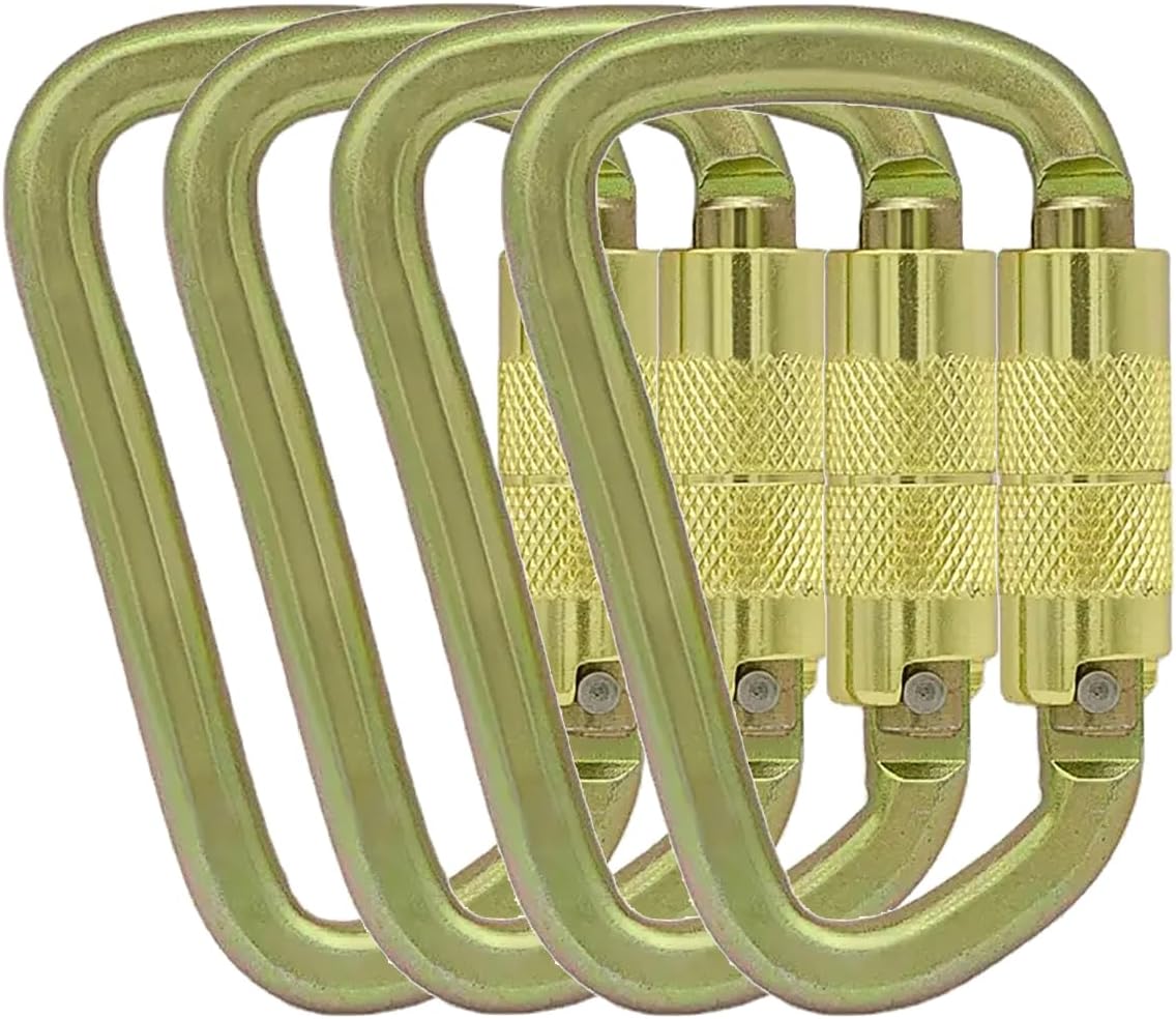 Auto Locking Carabiner 30KN=6500lbs Heavy Duty Large Clip Climbing Carabiner Twist Lock Carabiners for Rock Climbing, Camping, Gym,Rescue (CE Rated,D Shape)