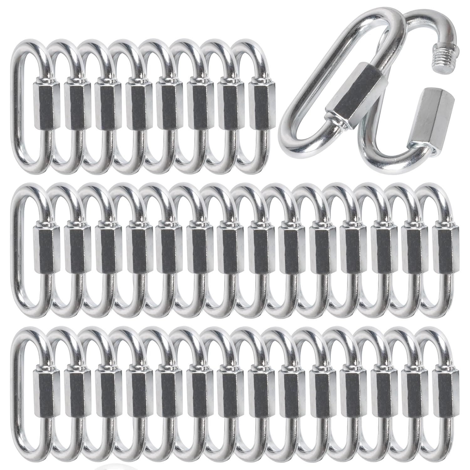 60pcs Chain Link,1/4 Inch Link Chains,Heavy Duty Chain Quick Link 660lbs Capacity,Quick Link Chain Connector,Safety Chain Connector Link,Galvanized D Shape Repair Chain Link