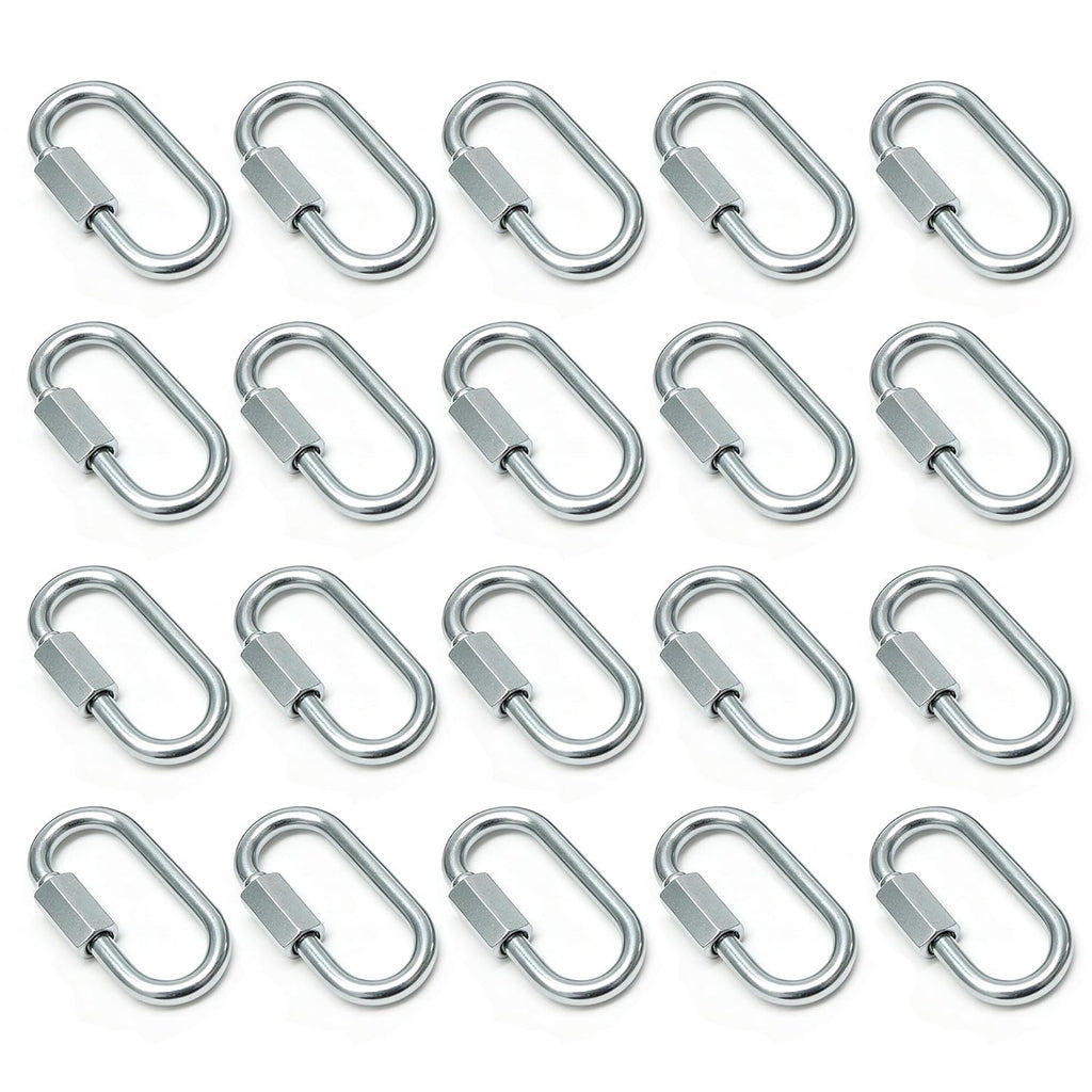 M4 Quick Links, 20 Pack Chain Connectors, 1.57" Heavy Duty Chain Hooks, 330 LBS Capacity for Backpack, Shade Sail, Hammock Connecting (M4,20PCS)
