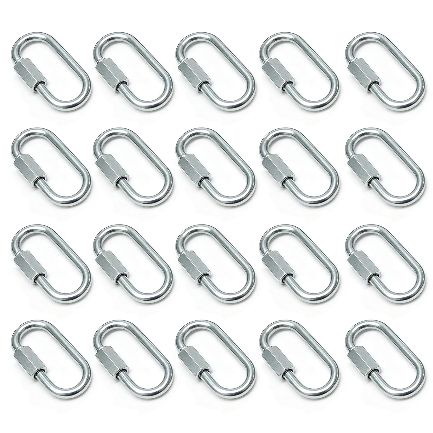 M4 Quick Links, 20 Pack Chain Connectors, 1.57" Heavy Duty Chain Hooks, 330 LBS Capacity for Backpack, Shade Sail, Hammock Connecting (M4,20PCS)